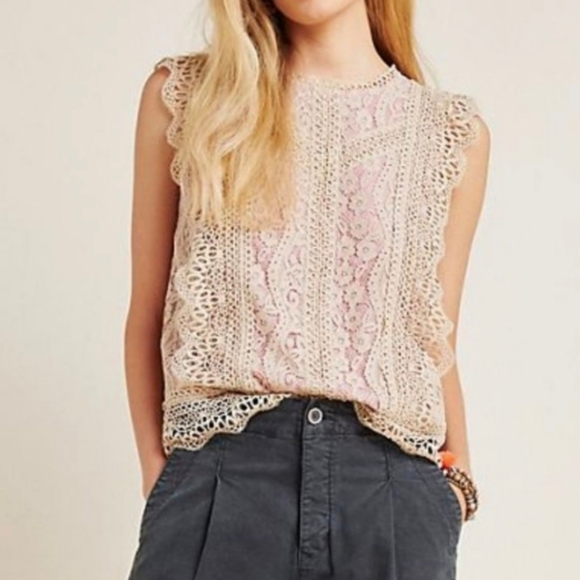 Anthropologie Tops - Anthropologie Eri Ali Sydney lace blouse tank top XS